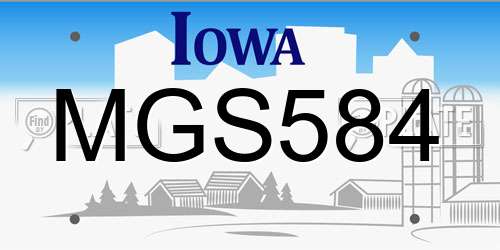 MGS584 Iowa License Plate