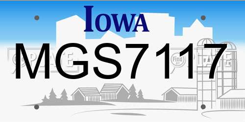MGS7117 Iowa License Plate