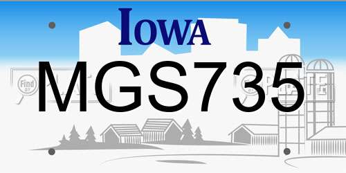 MGS735 Iowa License Plate