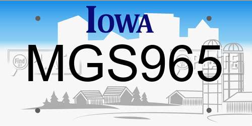 MGS965 Iowa License Plate