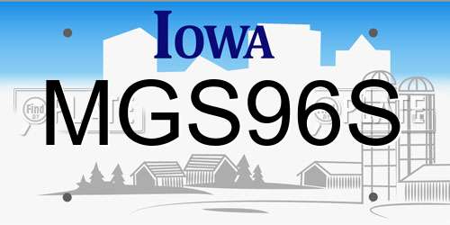 MGS96S Iowa License Plate