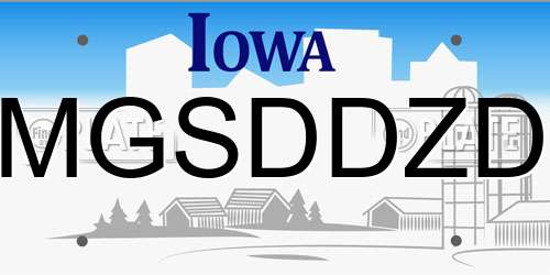MGSDDZD Iowa License Plate