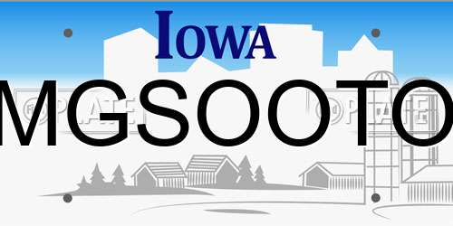 MGSOOTO Iowa License Plate