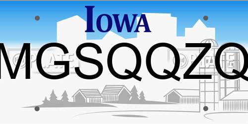 MGSQQZQ Iowa License Plate