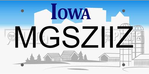 MGSZIIZ Iowa License Plate
