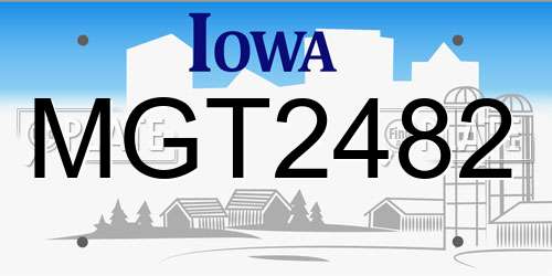 MGT2482 Iowa License Plate