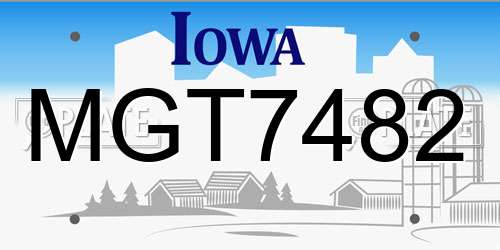 MGT7482 Iowa License Plate