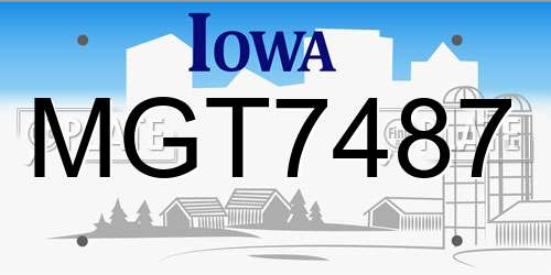 MGT7487 Iowa License Plate