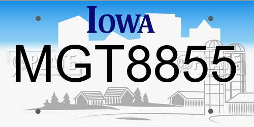 MGT8855 Iowa License Plate