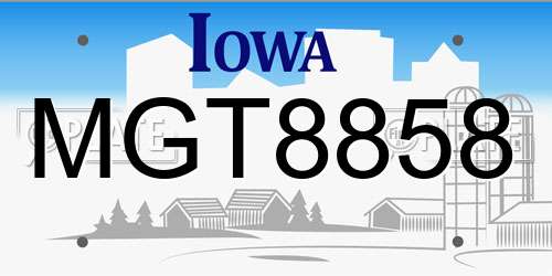 MGT8858 Iowa License Plate