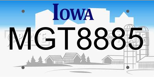 MGT8885 Iowa License Plate