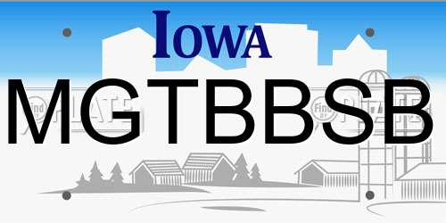 MGTBBSB Iowa License Plate
