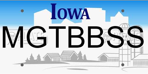 MGTBBSS Iowa License Plate