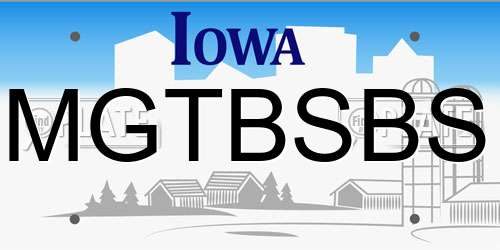MGTBSBS Iowa License Plate