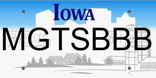MGTSBBB Iowa License Plate