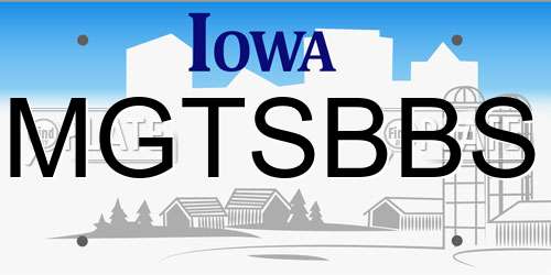 MGTSBBS Iowa License Plate