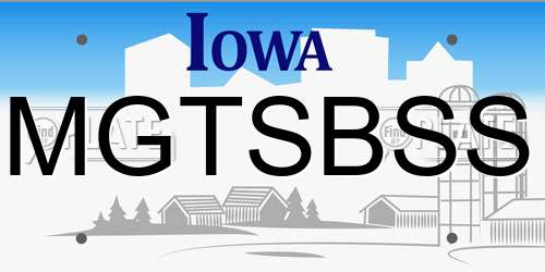 MGTSBSS Iowa License Plate