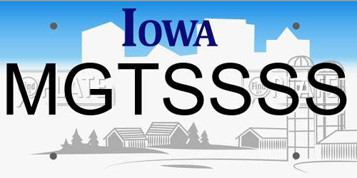 MGTSSSS Iowa License Plate