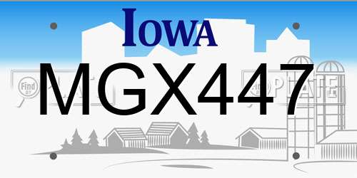 MGX447 Iowa License Plate
