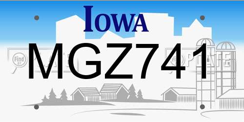 MGZ741 Iowa License Plate