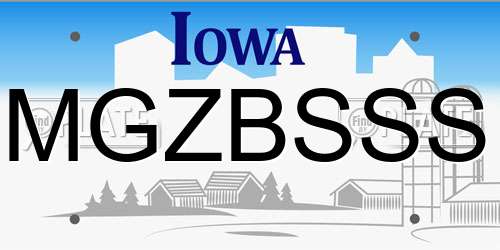 MGZBSSS Iowa License Plate