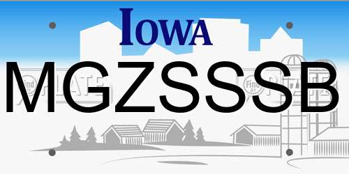 MGZSSSB Iowa License Plate