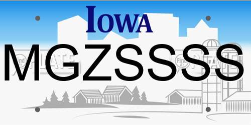 MGZSSSS Iowa License Plate