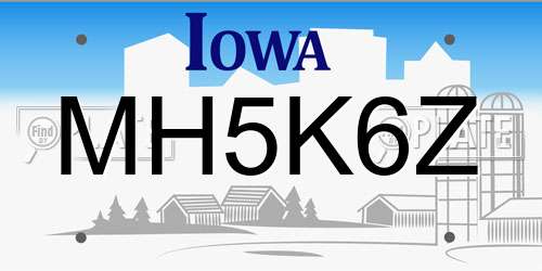 MH5K6Z Iowa License Plate