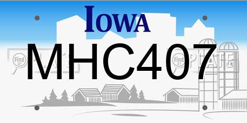 MHC407 Iowa License Plate