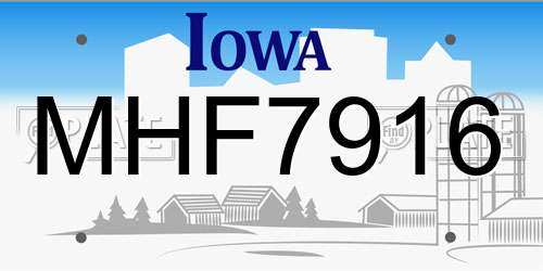 MHF7916 Iowa License Plate