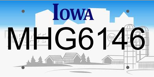 MHG6146 Iowa License Plate