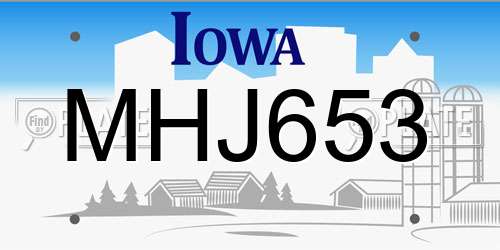 MHJ653 Iowa License Plate