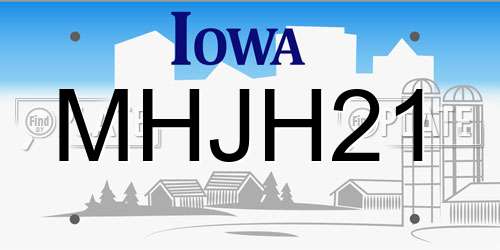 MHJH21 Iowa License Plate