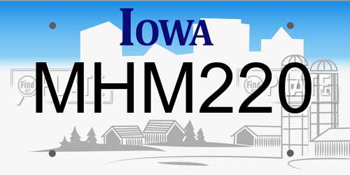 MHM220 Iowa License Plate
