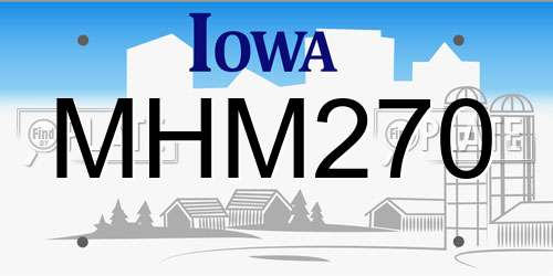 MHM270 Iowa License Plate