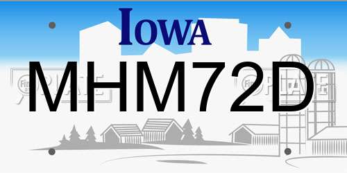 MHM72D Iowa License Plate