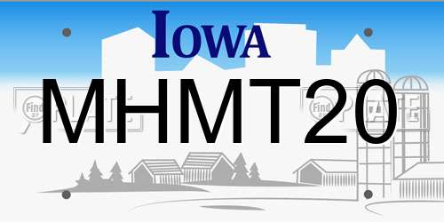 MHMT20 Iowa License Plate
