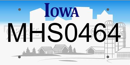 MHS0464 Iowa License Plate