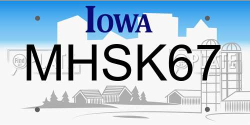 MHSK67 Iowa License Plate