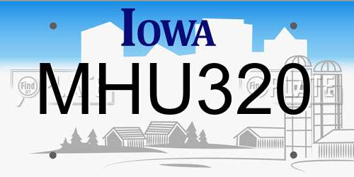 MHU320 Iowa License Plate