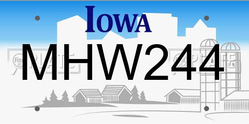 MHW244 Iowa License Plate