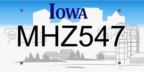 MHZ547 Iowa License Plate