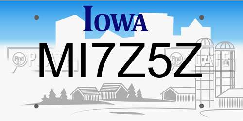 MI7Z5Z Iowa License Plate