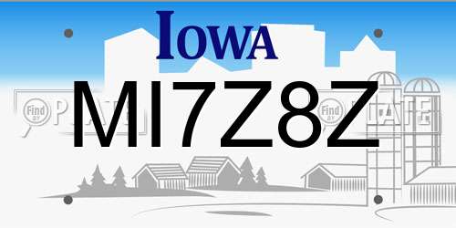 MI7Z8Z Iowa License Plate