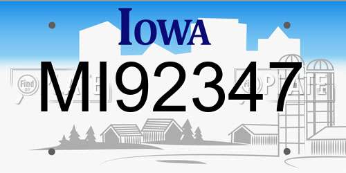 MI92347 Iowa License Plate