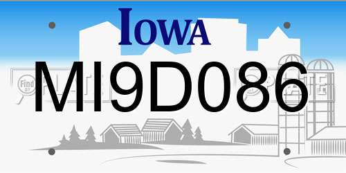 MI9D086 Iowa License Plate