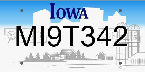 MI9T342 Iowa License Plate