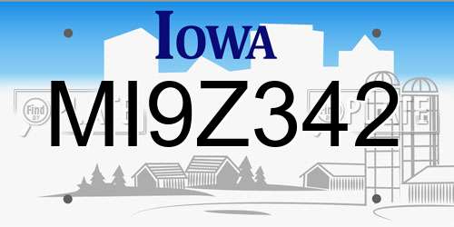 MI9Z342 Iowa License Plate