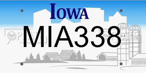MIA338 Iowa License Plate