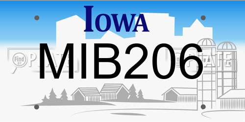 MIB206 Iowa License Plate